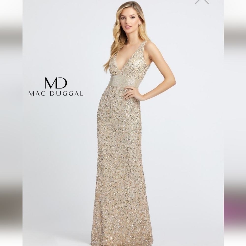 Mac Duggal 4950 Sleeveless Sequined Dress 16 NWT